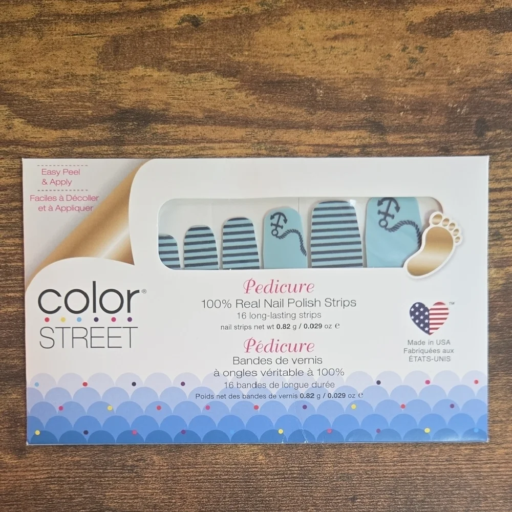 Color Street Nautical Blue White Pedicure Strips